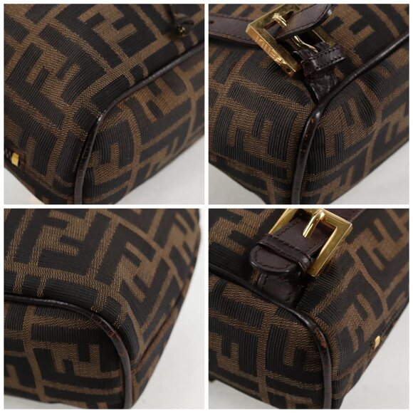 FENDI Zucca Canvas Backpack Black Brown gold Auth 133306 - Picture 14 of 16